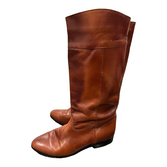 VINTAGE Riding Brown Knee High Riding Low Heel Boots Size 7 Made in USA - Picture 3 of 10